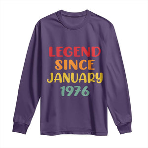 Legend Since January 1976 Long Sleeve Shirt Vintage Retro 50th Birthday Gifts 50 Years Old TS10 Purple Print Your Wear