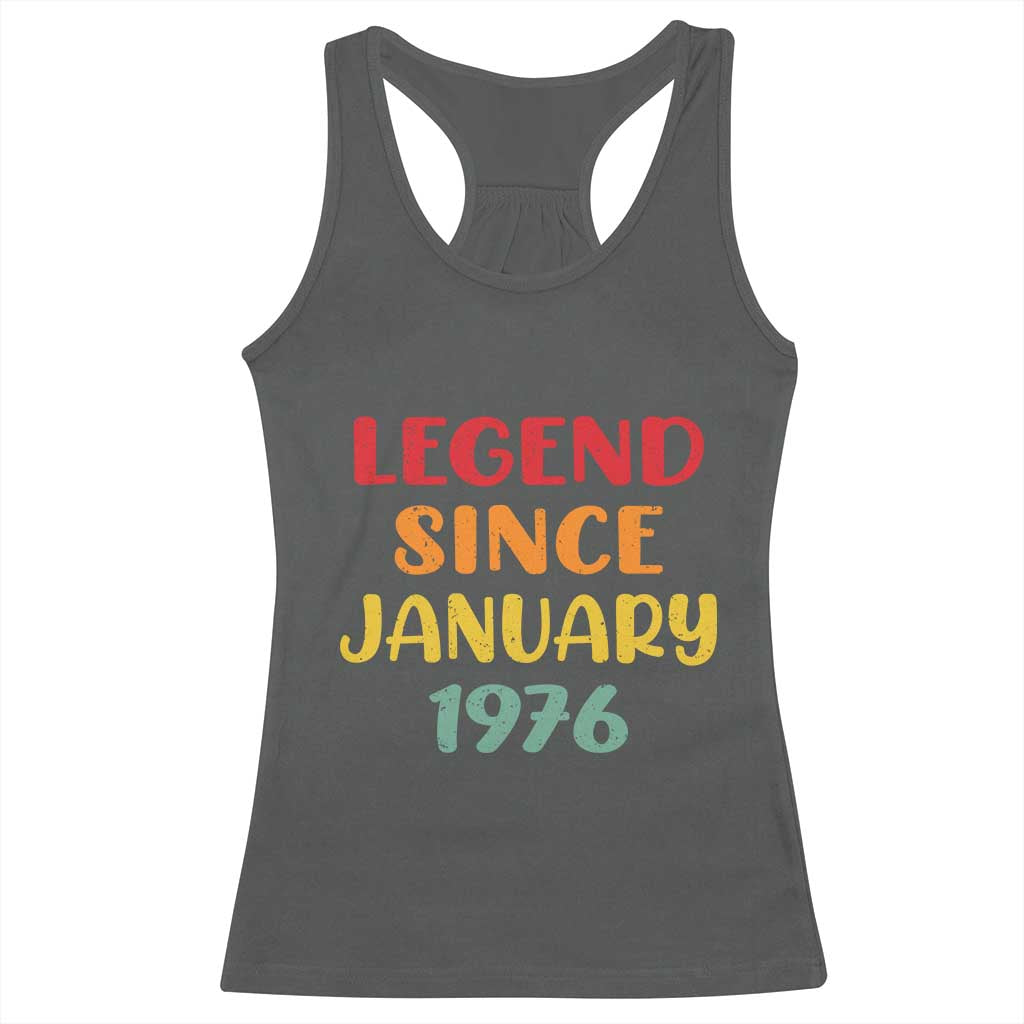 Legend Since January 1976 Racerback Tank Top Vintage Retro 50th Birthday Gifts 50 Years Old TS10 Dark Heather Print Your Wear