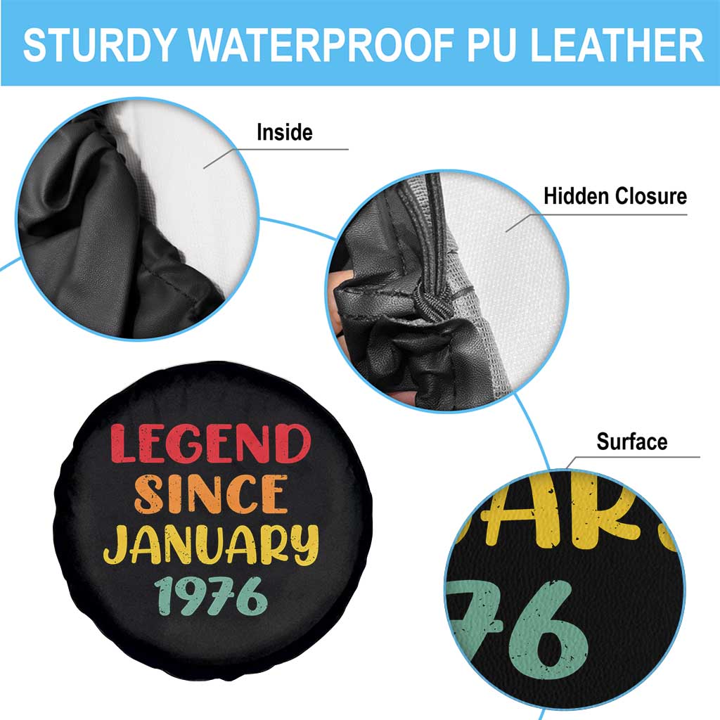 Legend Since January 1976 Spare Tire Cover Vintage Retro 50th Birthday Gifts 50 Years Old TS10 Print Your Wear