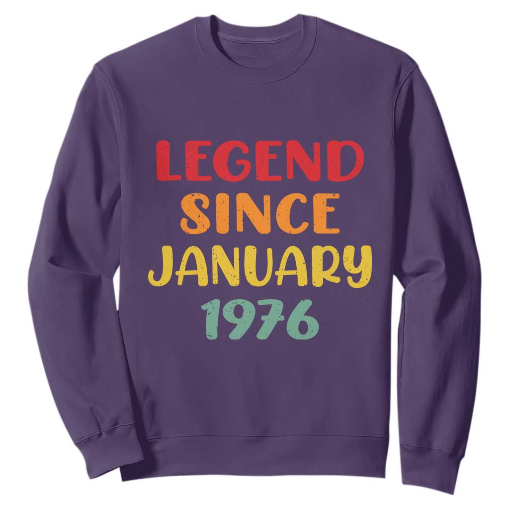 Legend Since January 1976 Sweatshirt Vintage Retro 50th Birthday Gifts 50 Years Old TS10 Purple Print Your Wear