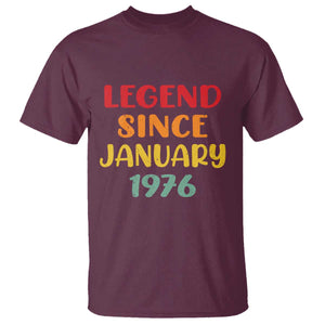 Legend Since January 1976 T Shirt Vintage Retro 50th Birthday Gifts 50 Years Old TS10 Maroon Print Your Wear
