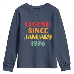 Legend Since January 1976 Youth Sweatshirt Vintage Retro 50th Birthday Gifts 50 Years Old TS10 Navy Print Your Wear