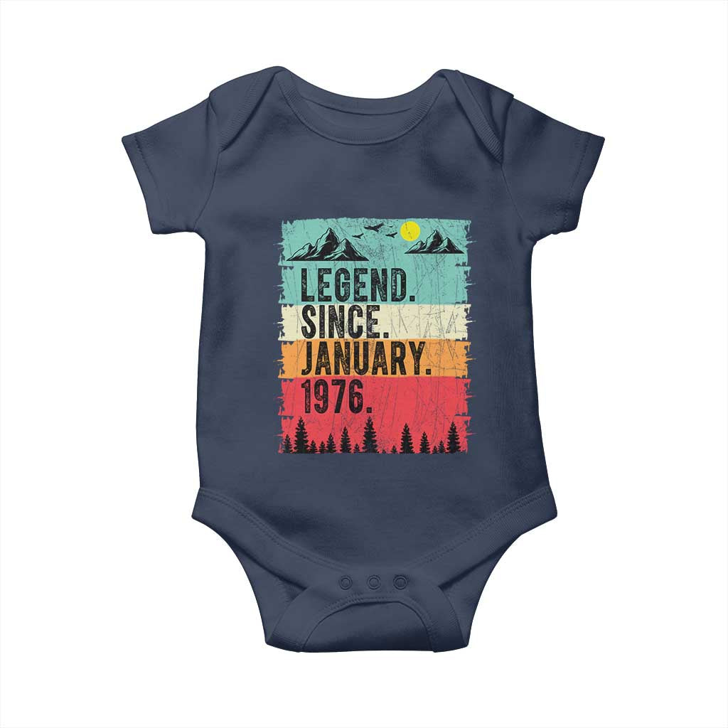 Vintage 1976 Birthday Baby Onesie Retro 50th Birthday Gifts 50 Years Old TS10 Navy Print Your Wear