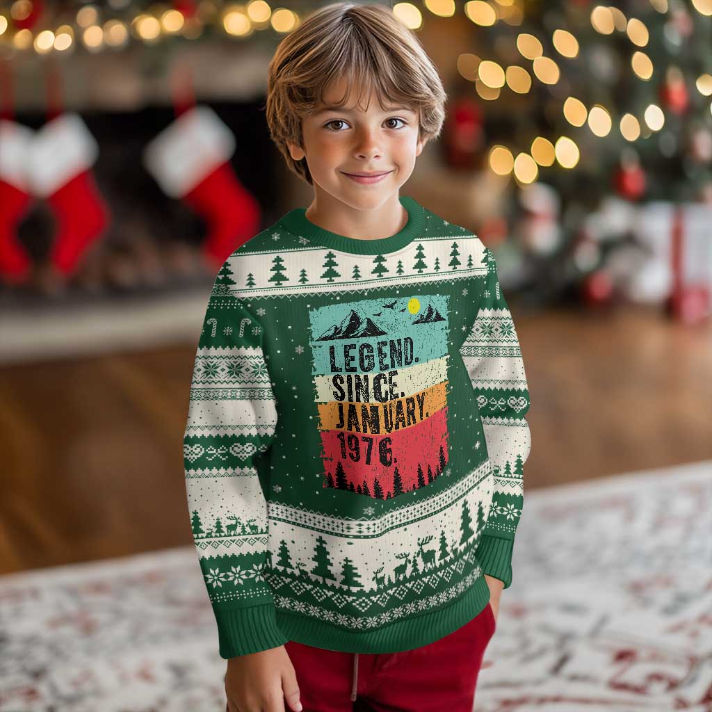 Vintage 1976 Birthday Ugly Christmas Sweater Retro 50th Birthday Gifts 50 Years Old TS10 Forest Green Beige Print Your Wear