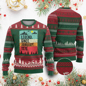 Vintage 1976 Birthday Ugly Christmas Sweater Retro 50th Birthday Gifts 50 Years Old TS10 Red Green Print Your Wear