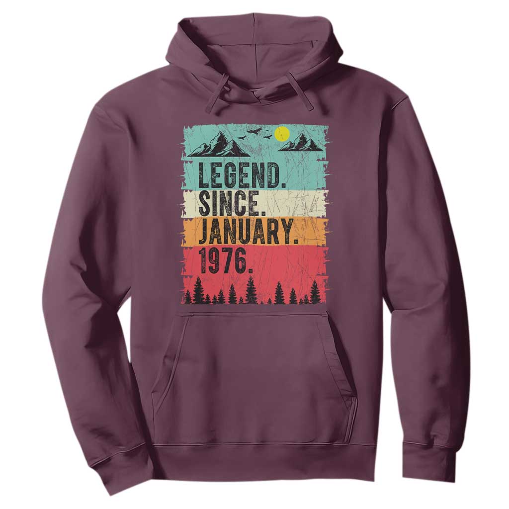 Vintage 1976 Birthday Hoodie Retro 50th Birthday Gifts 50 Years Old TS10 Maroon Print Your Wear