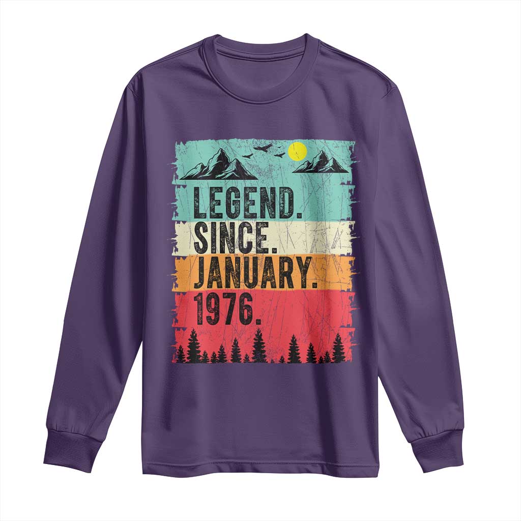 Vintage 1976 Birthday Long Sleeve Shirt Retro 50th Birthday Gifts 50 Years Old TS10 Purple Print Your Wear