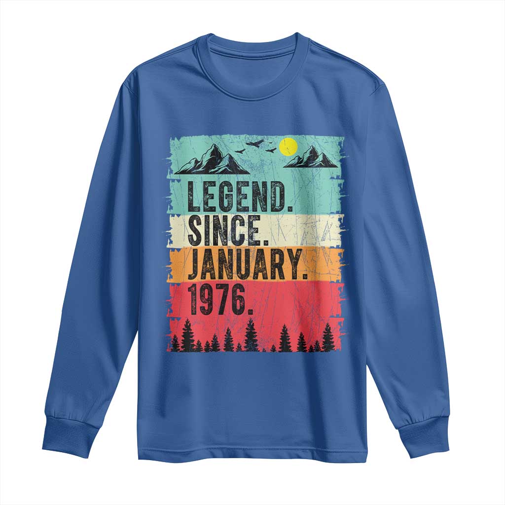 Vintage 1976 Birthday Long Sleeve Shirt Retro 50th Birthday Gifts 50 Years Old TS10 Royal Blue Print Your Wear