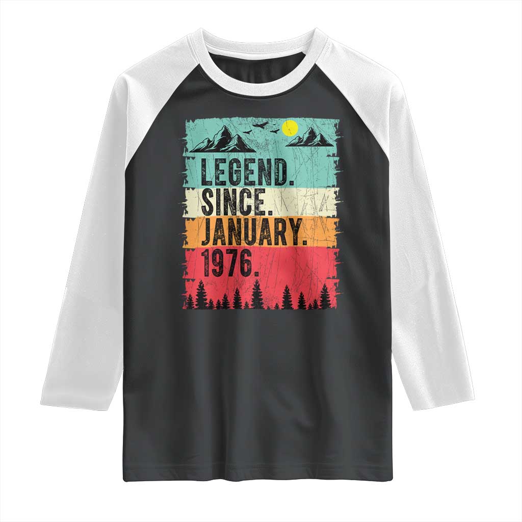 Vintage 1976 Birthday Raglan Shirt Retro 50th Birthday Gifts 50 Years Old TS10 Black White Print Your Wear