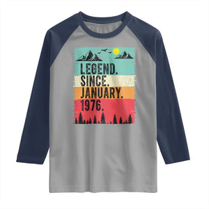 Vintage 1976 Birthday Raglan Shirt Retro 50th Birthday Gifts 50 Years Old TS10 Sport Gray Navy Print Your Wear