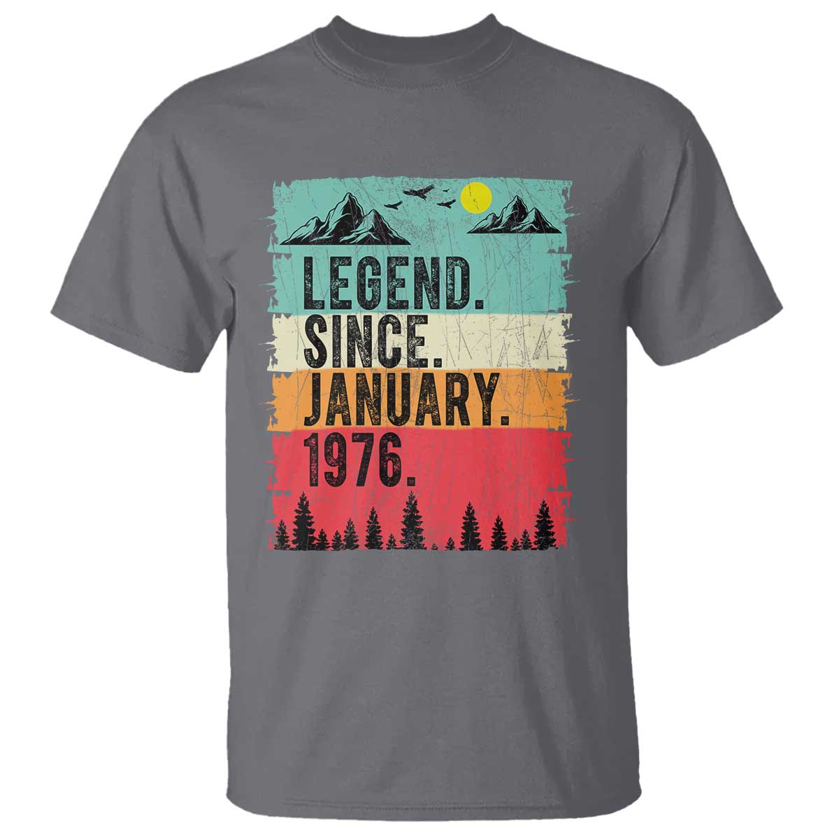 Vintage 1976 Birthday T Shirt Retro 50th Birthday Gifts 50 Years Old TS10 Charcoal Print Your Wear