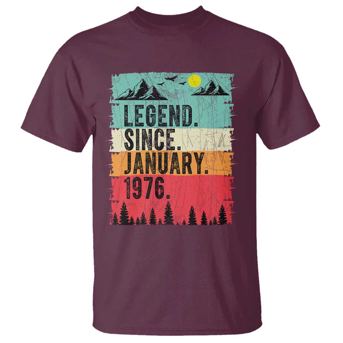 Vintage 1976 Birthday T Shirt Retro 50th Birthday Gifts 50 Years Old TS10 Maroon Print Your Wear