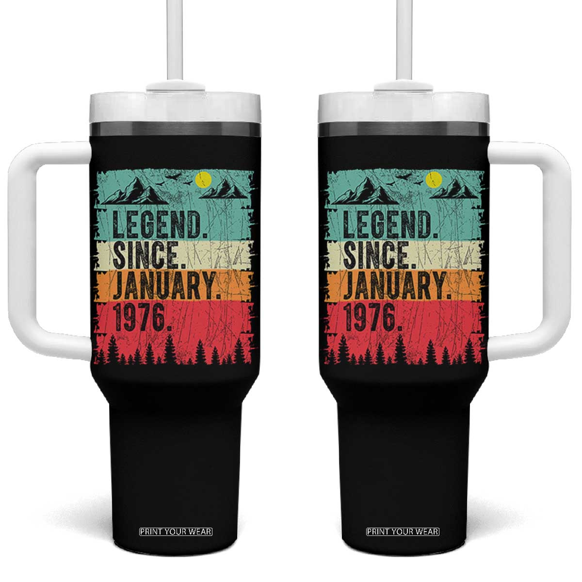 Vintage 1976 Birthday Tumbler With Handle Retro 50th Birthday Gifts 50 Years Old TS10 One Size: 40 oz Black Print Your Wear