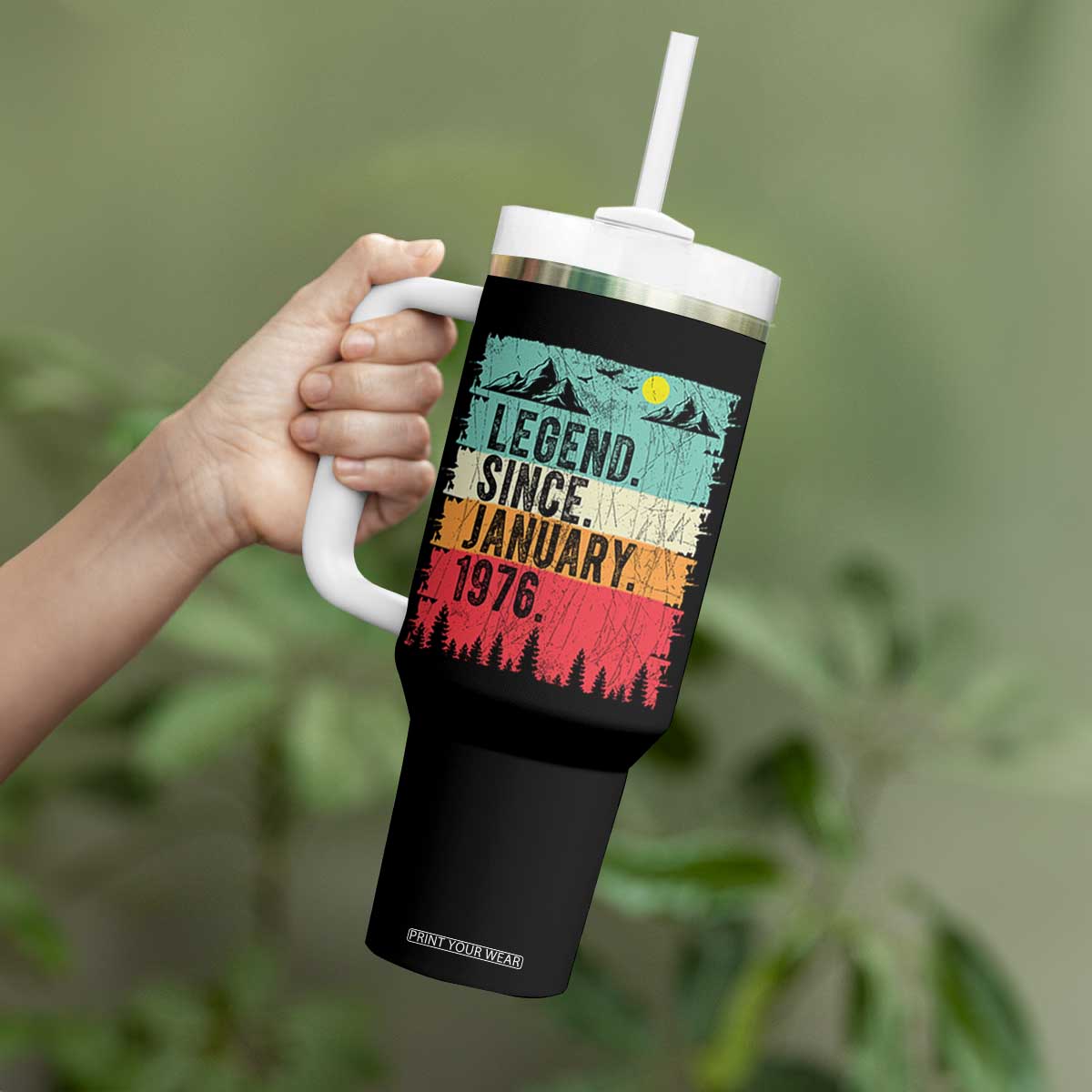 Vintage 1976 Birthday Tumbler With Handle Retro 50th Birthday Gifts 50 Years Old TS10 Print Your Wear