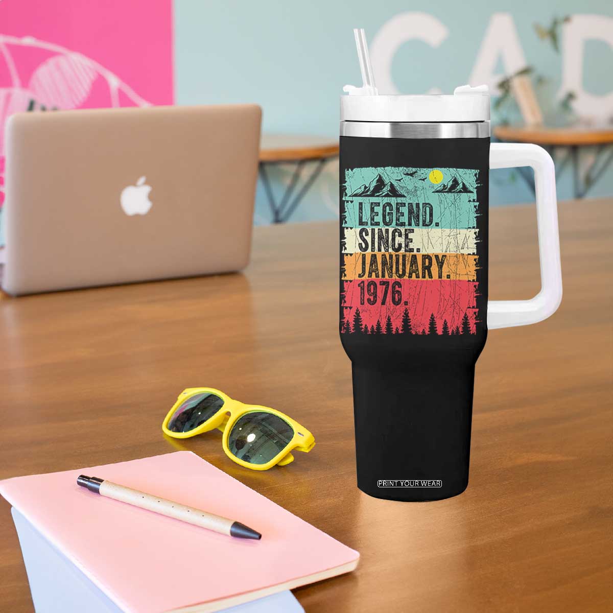 Vintage 1976 Birthday Tumbler With Handle Retro 50th Birthday Gifts 50 Years Old TS10 Print Your Wear