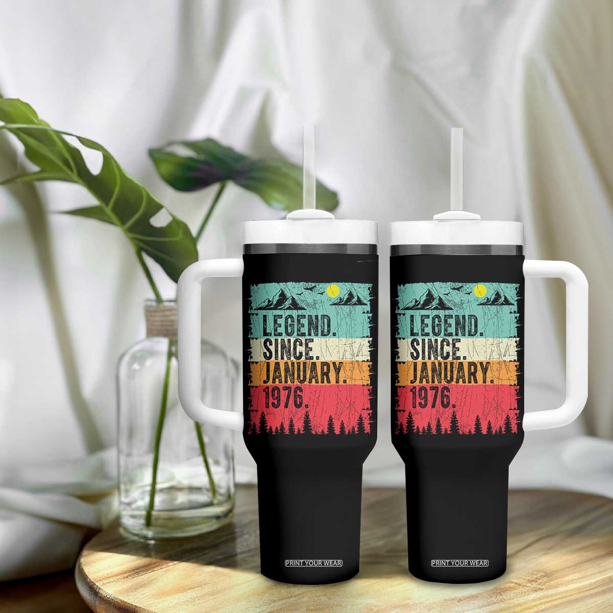 Vintage 1976 Birthday Tumbler With Handle Retro 50th Birthday Gifts 50 Years Old TS10 Print Your Wear