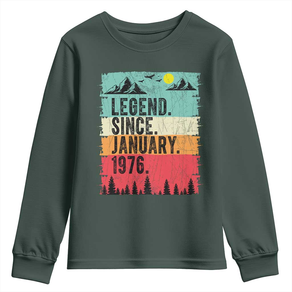 Vintage 1976 Birthday Youth Sweatshirt Retro 50th Birthday Gifts 50 Years Old TS10 Dark Forest Green Print Your Wear