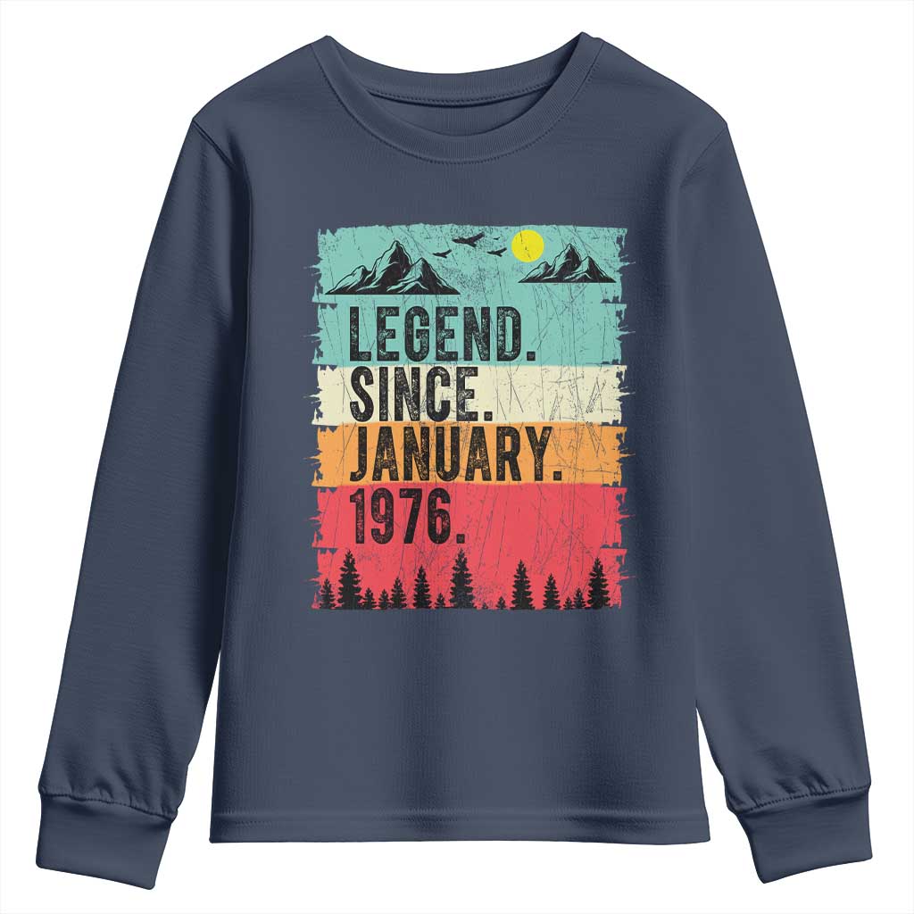 Vintage 1976 Birthday Youth Sweatshirt Retro 50th Birthday Gifts 50 Years Old TS10 Navy Print Your Wear