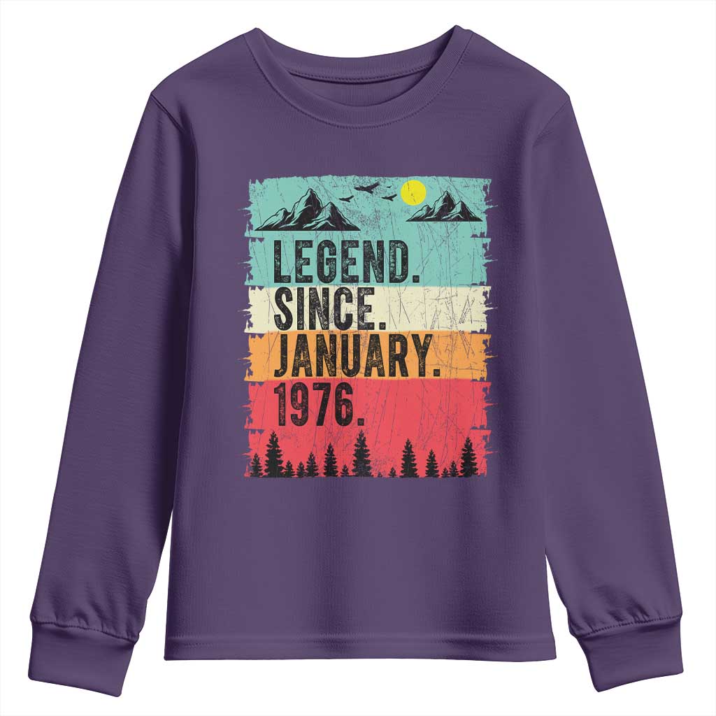 Vintage 1976 Birthday Youth Sweatshirt Retro 50th Birthday Gifts 50 Years Old TS10 Purple Print Your Wear