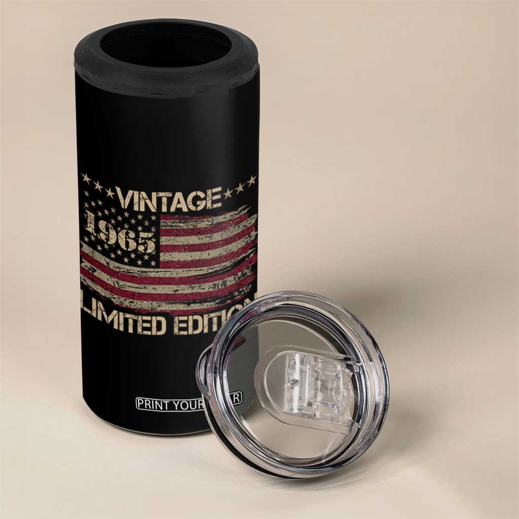 Vintage 1965 Birthday 4 in 1 Can Cooler Tumbler Limited Edition Retro American Flag TS10 Print Your Wear