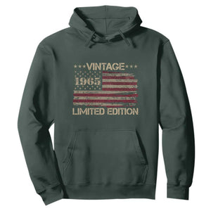 Vintage 1965 Birthday Hoodie Limited Edition Retro American Flag TS10 Dark Forest Green Print Your Wear