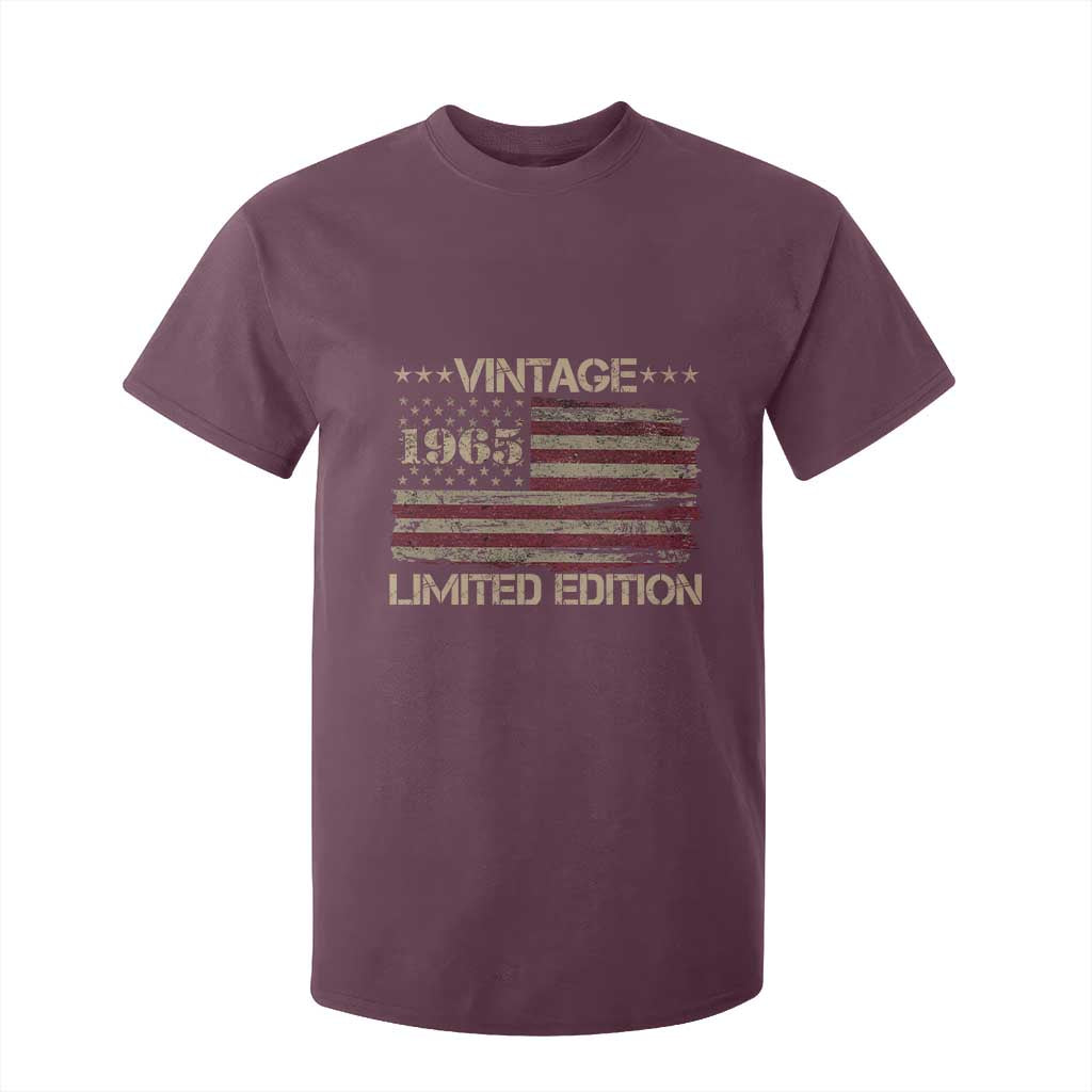 Vintage 1965 Birthday T Shirt For Kid Limited Edition Retro American Flag TS10 Maroon Print Your Wear