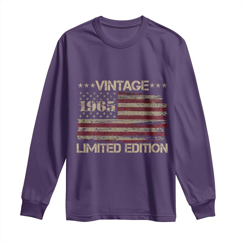 Vintage 1965 Birthday Long Sleeve Shirt Limited Edition Retro American Flag TS10 Purple Print Your Wear