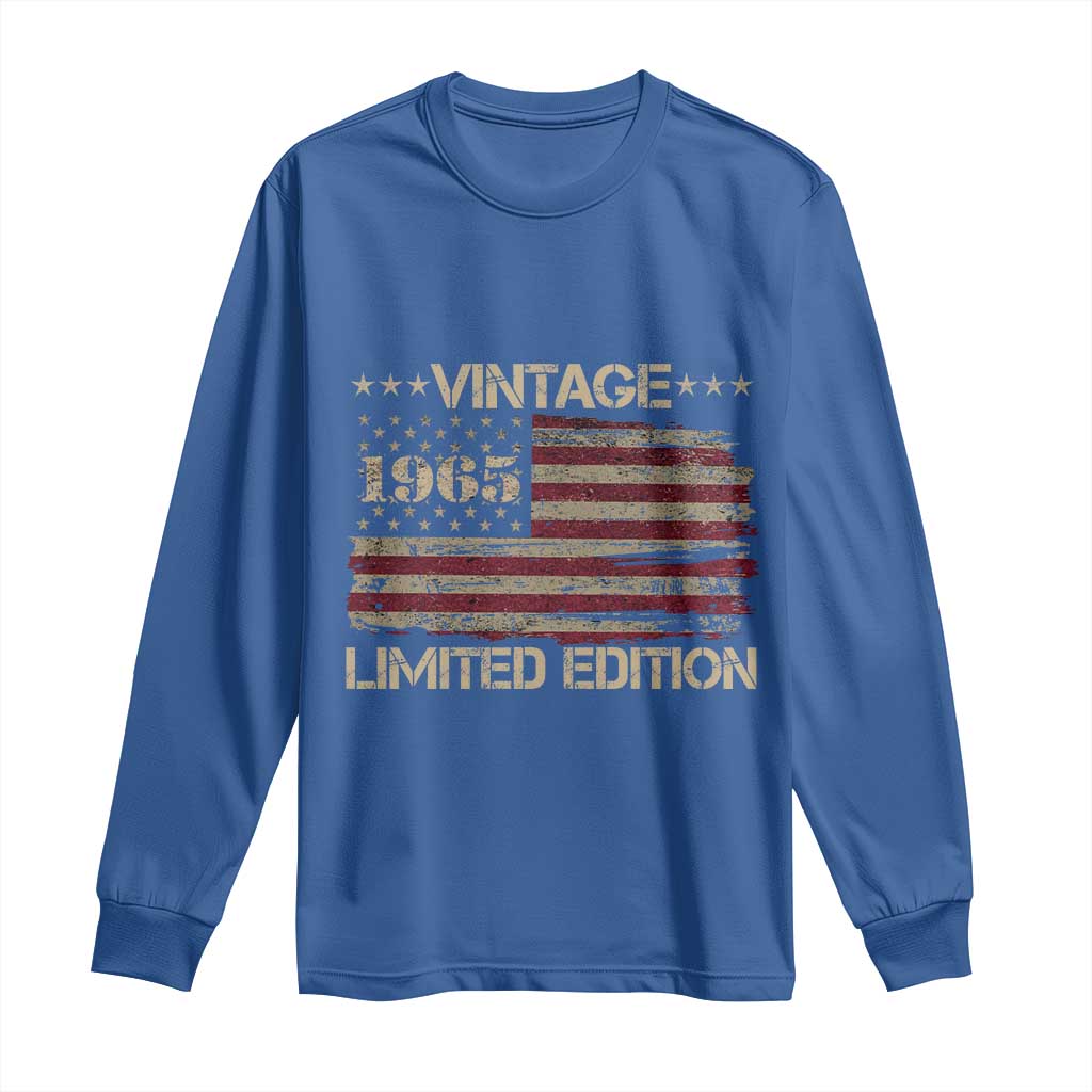 Vintage 1965 Birthday Long Sleeve Shirt Limited Edition Retro American Flag TS10 Royal Blue Print Your Wear