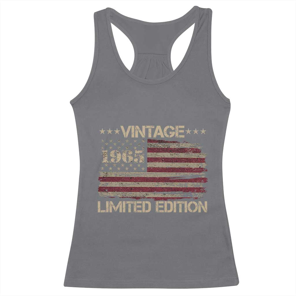 Vintage 1965 Birthday Racerback Tank Top Limited Edition Retro American Flag TS10 Charcoal Print Your Wear
