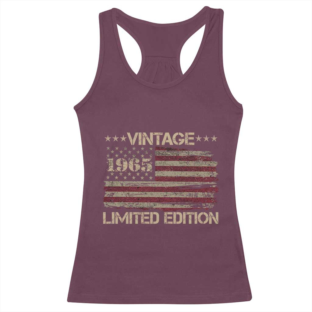 Vintage 1965 Birthday Racerback Tank Top Limited Edition Retro American Flag TS10 Maroon Print Your Wear