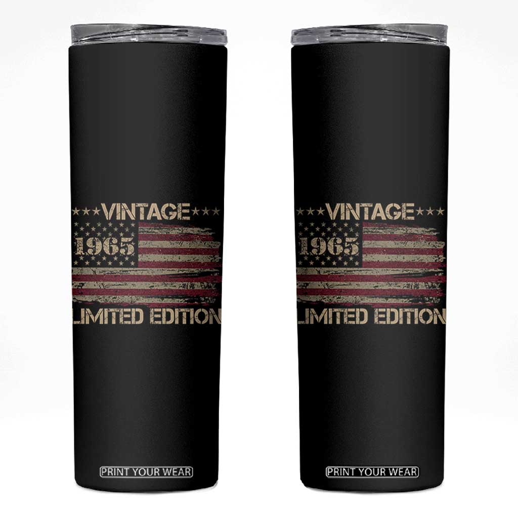 Vintage 1965 Birthday Skinny Tumbler Limited Edition Retro American Flag TS10 Black Print Your Wear