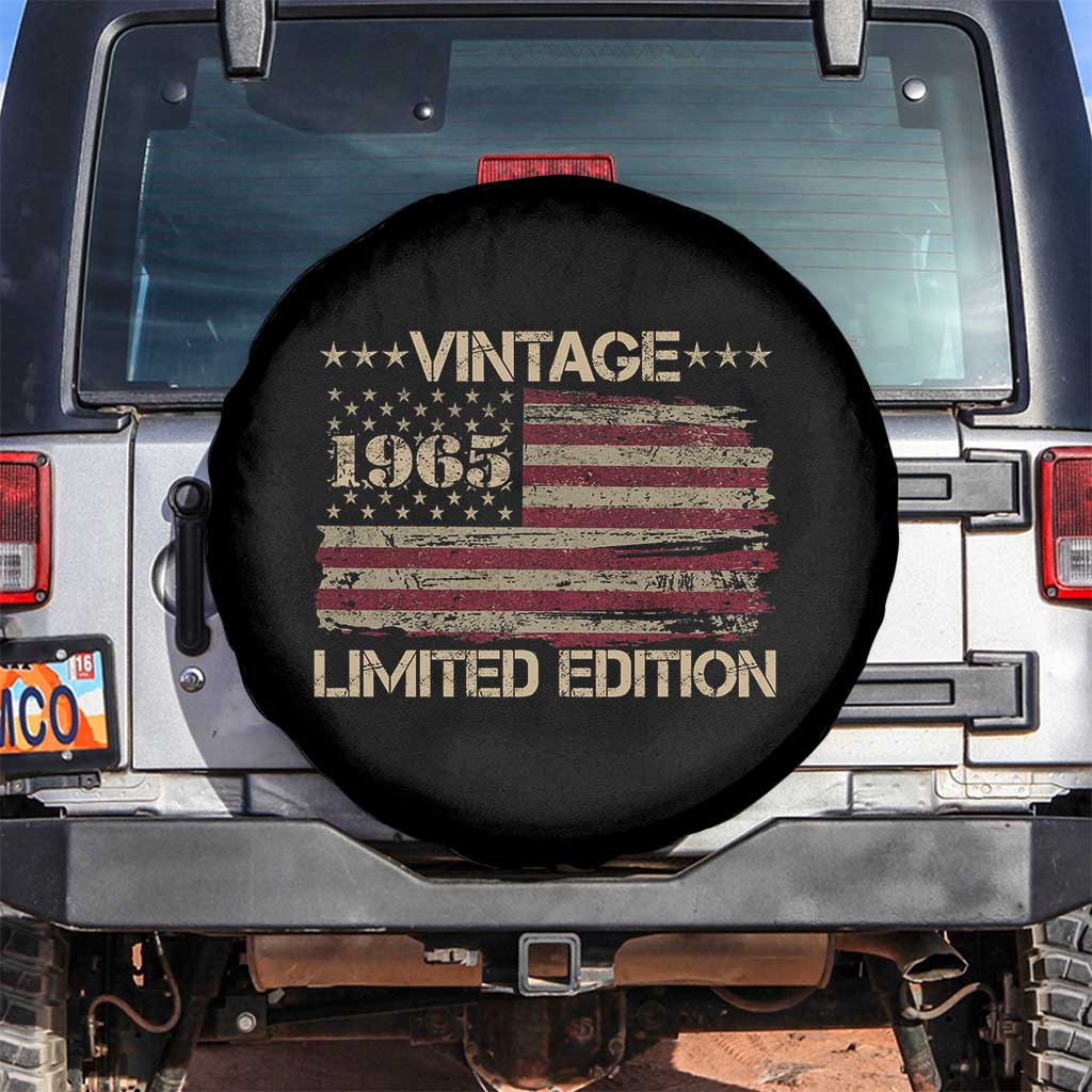 Vintage 1965 Birthday Spare Tire Cover Limited Edition Retro American Flag TS10 No hole Black Print Your Wear