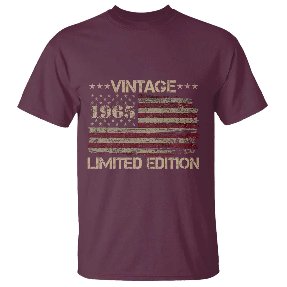 Vintage 1965 Birthday T Shirt Limited Edition Retro American Flag TS10 Maroon Print Your Wear