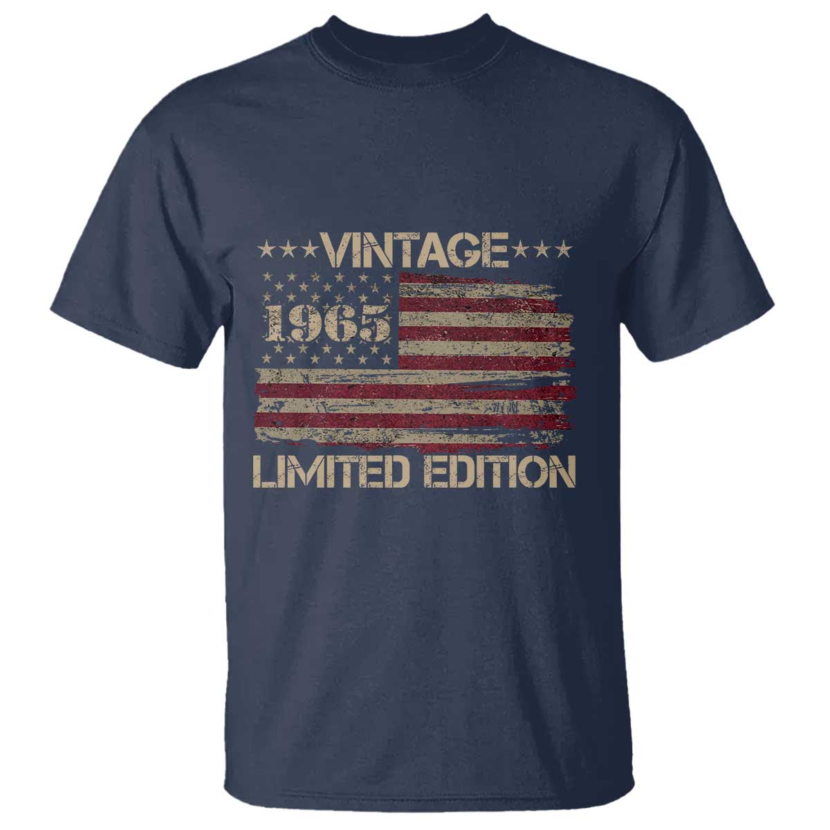 Vintage 1965 Birthday T Shirt Limited Edition Retro American Flag TS10 Navy Print Your Wear