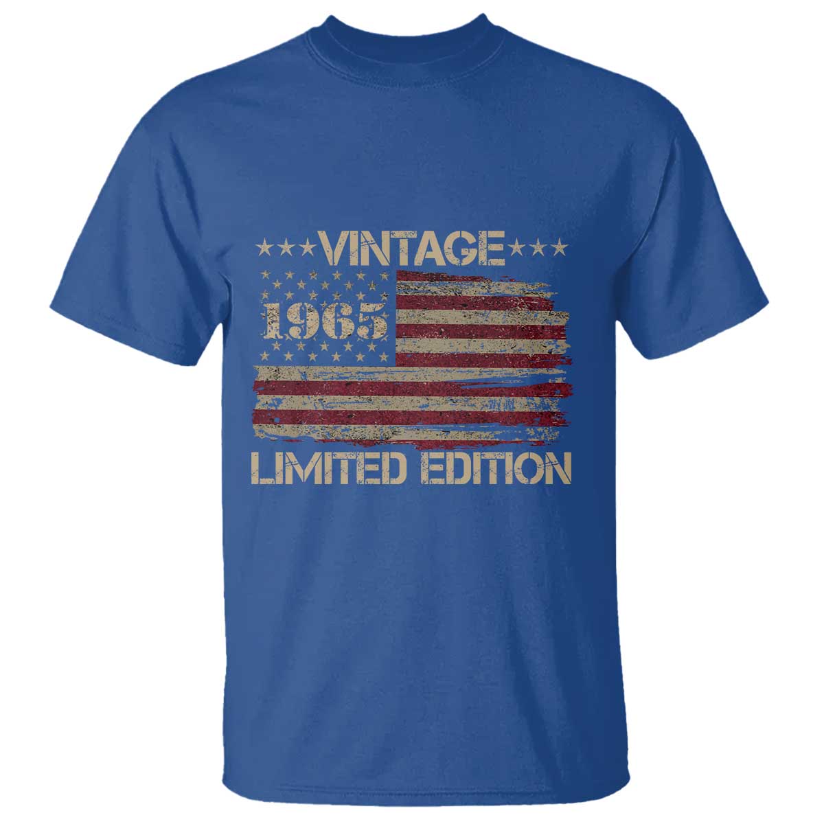 Vintage 1965 Birthday T Shirt Limited Edition Retro American Flag TS10 Royal Blue Print Your Wear