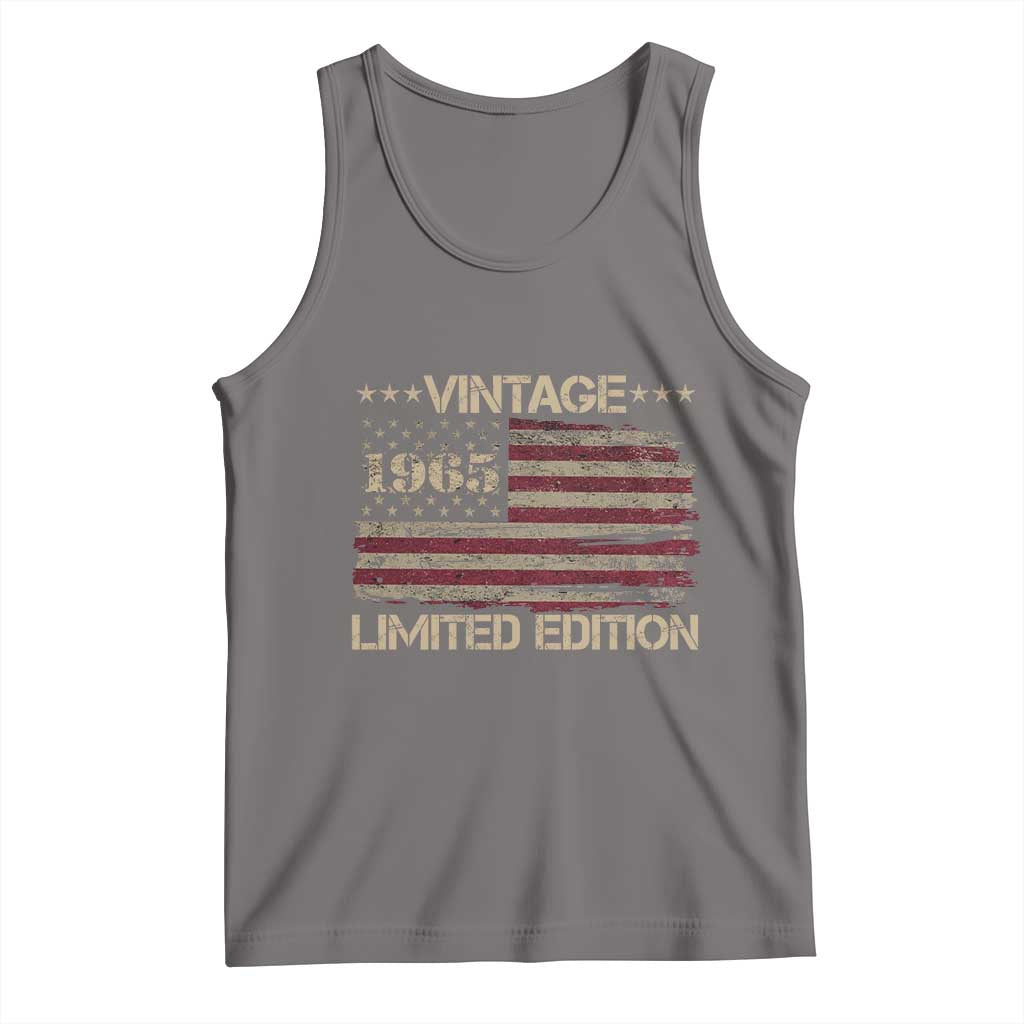 Vintage 1965 Birthday Tank Top Limited Edition Retro American Flag TS10 Deep Heather Print Your Wear