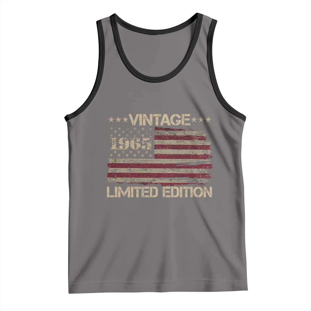 Vintage 1965 Birthday Tank Top Limited Edition Retro American Flag TS10 Deep Heather Black Print Your Wear