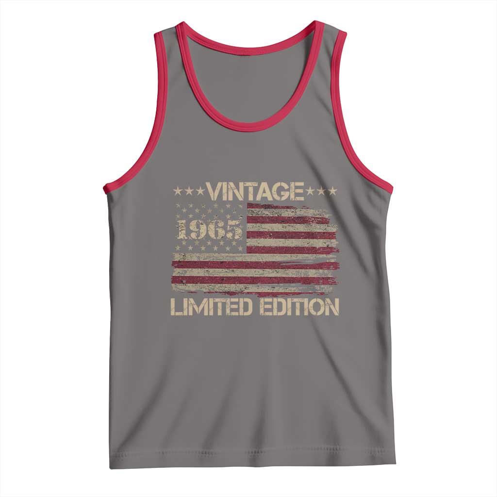 Vintage 1965 Birthday Tank Top Limited Edition Retro American Flag TS10 Deep Heather Red Print Your Wear