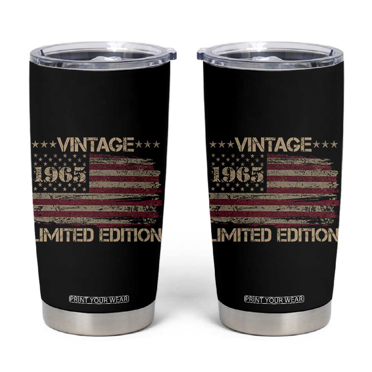 Vintage 1965 Birthday Tumbler Cup Limited Edition Retro American Flag TS10 Black Print Your Wear