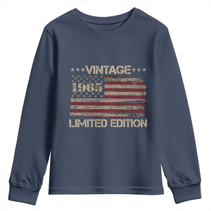 Vintage 1965 Birthday Youth Sweatshirt Limited Edition Retro American Flag TS10 Navy Print Your Wear