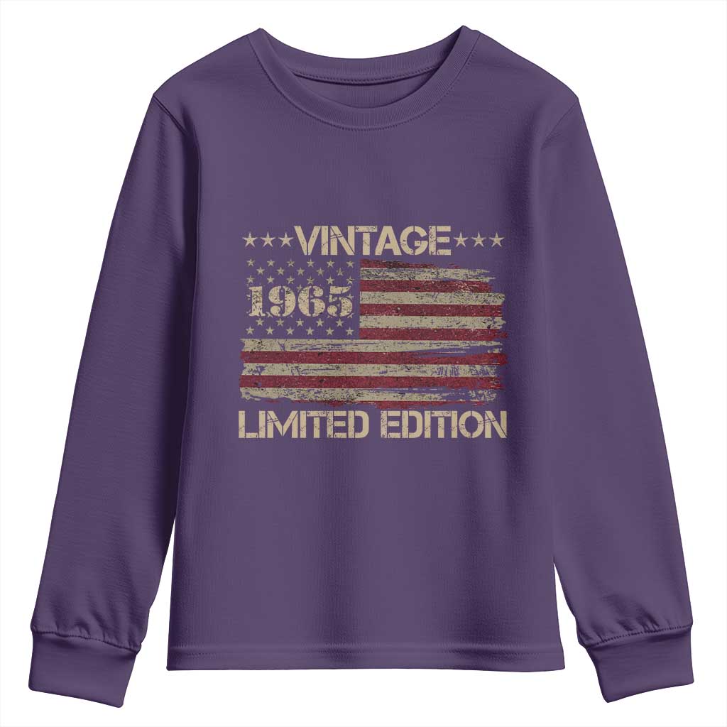 Vintage 1965 Birthday Youth Sweatshirt Limited Edition Retro American Flag TS10 Purple Print Your Wear