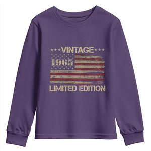 Vintage 1965 Birthday Youth Sweatshirt Limited Edition Retro American Flag TS10 Purple Print Your Wear