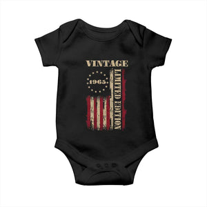 Vintage 1965 Birthday Baby Onesie Retro American Flag Limited Edition TS10 Black Print Your Wear