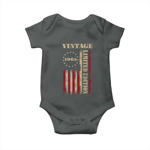 Vintage 1965 Birthday Baby Onesie Retro American Flag Limited Edition TS10 Dark Heather Print Your Wear