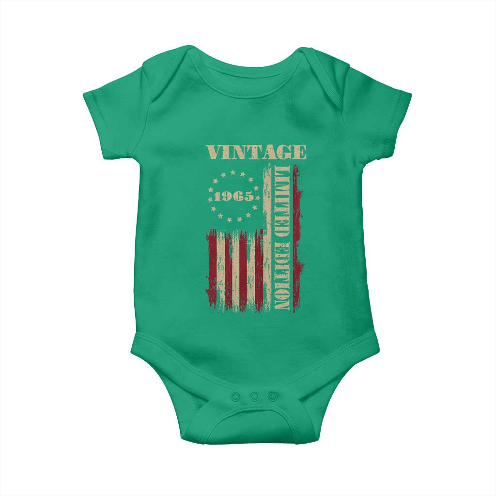 Vintage 1965 Birthday Baby Onesie Retro American Flag Limited Edition TS10 Irish Green Print Your Wear