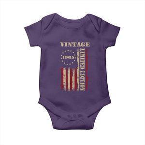 Vintage 1965 Birthday Baby Onesie Retro American Flag Limited Edition TS10 Purple Print Your Wear