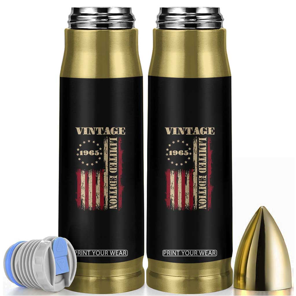 Vintage 1965 Birthday Bullet Tumbler Retro American Flag Limited Edition TS10 Black Print Your Wear