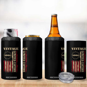 Vintage 1965 Birthday 4 in 1 Can Cooler Tumbler Retro American Flag Limited Edition TS10 Print Your Wear