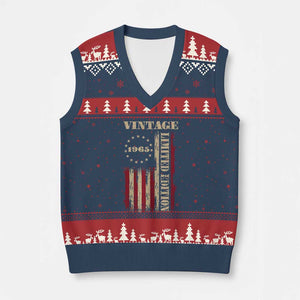Vintage 1965 Birthday V-Neck Knit Sweater Vest Retro American Flag Limited Edition TS10 Navy Red Print Your Wear