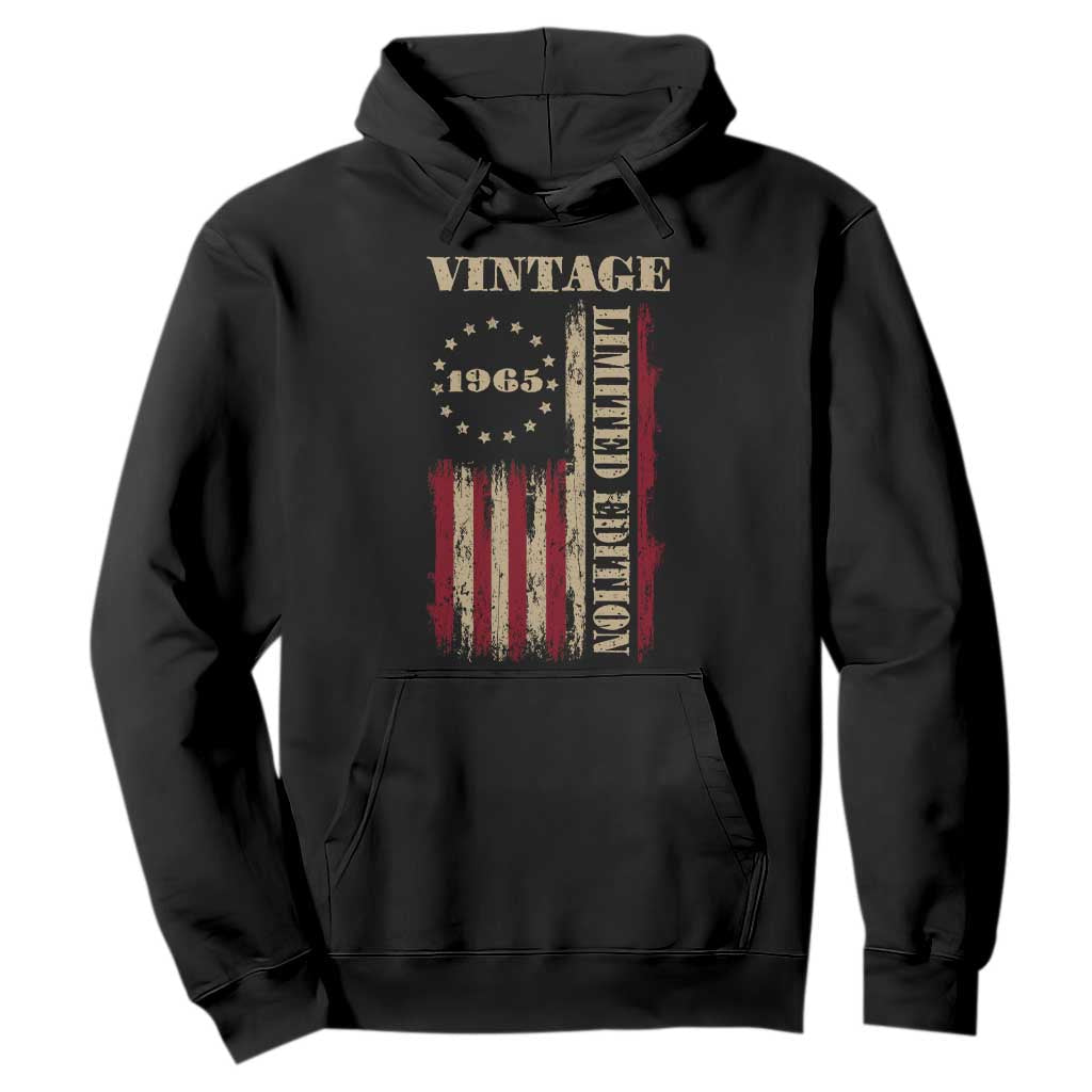 Vintage 1965 Birthday Hoodie Retro American Flag Limited Edition TS10 Black Print Your Wear